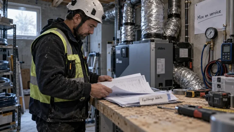 Installateur VMC double flux vérifie un devis avant signature