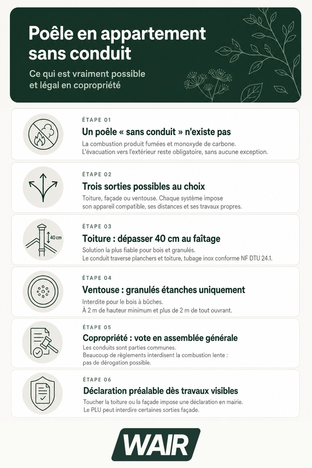Infographie : poele appartement sans conduit