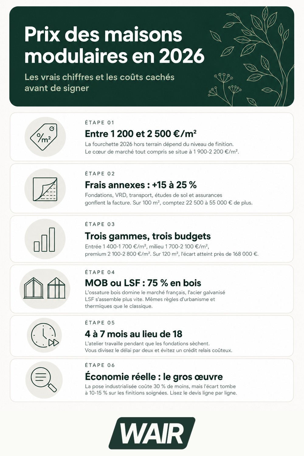 Infographie : prix des maisons modulaires